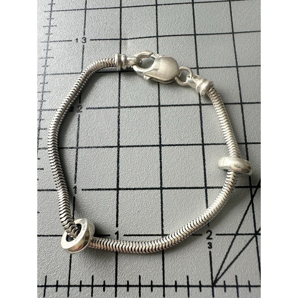 Sterling Silver 925 Snake Chain Bracelet Lobster Clasp India size- 7.25”